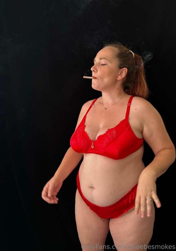 Smoking in my Red Lingerie - Pics - Part 1