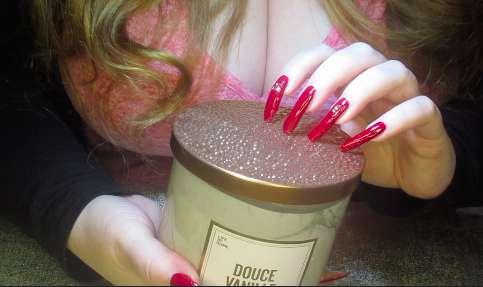 Red Natural Long Nails Tapping