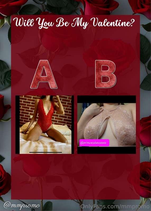 ❤️𝖡𝖾 𝖬𝗒 𝖵𝖺𝗅𝖾𝗇𝗍𝗂𝗇𝖾❤️

❣️ Round 2❣️

𝒜: @misssweevil_free / @m..