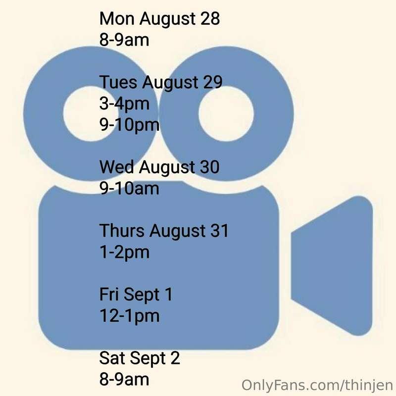 Vidoechat slots this week
*all videochats must be paid one d..