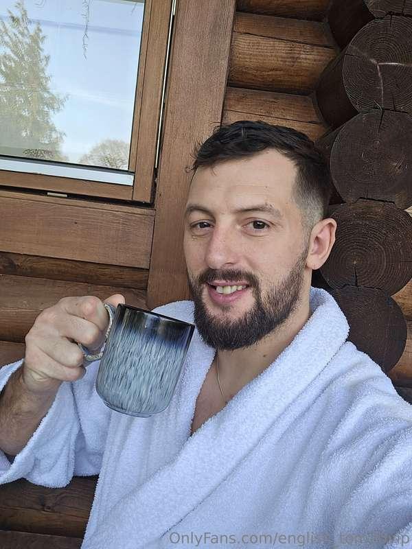 Cabin in the woods morning sunrise and Yorkshire tea 
