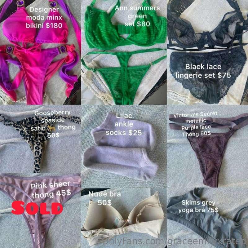 Panties, socks, bikinis, bra and sets available. 🥵 Worn or u..