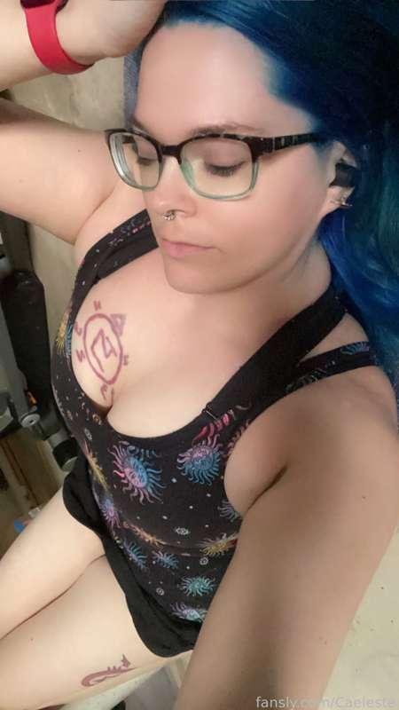 New hairs! #fyp #selfies #bluehair #nerdy #anime #hucow #lactation #breastmilk #hugetits #naturaltits