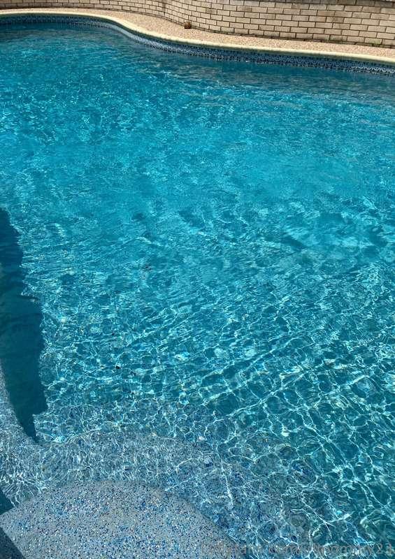 My pools finished!! So blue can’t wait to be naked in this !..