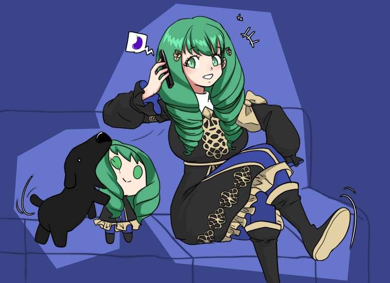 Flayn on a phone call(full cake request)