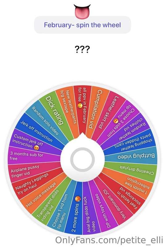 FEBRUARY - Spin the Wheel 😍🥳
1 spin - 15$
3 spins - 35$
5 sp..