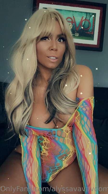 Taste the rainbow 🌈 (see through, fishnet lingerie)
