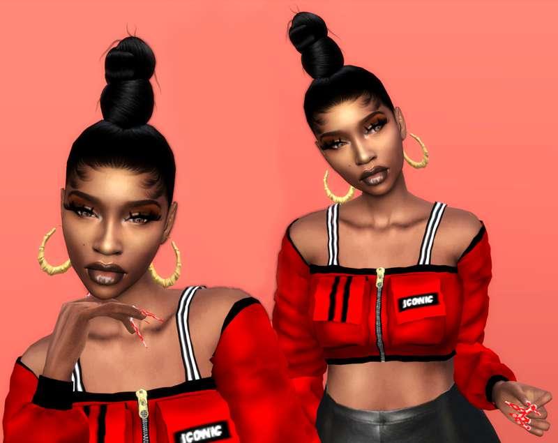 Moesha top Knot Bun- All ages/Lipstick/earring hoops