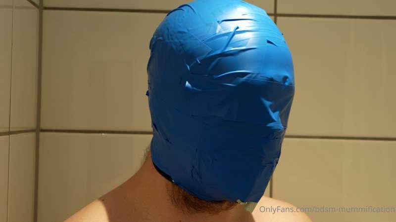 Another self bondage night, this time blue pvc tape and I tr..