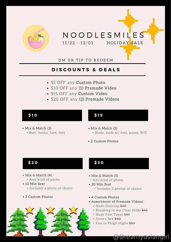 Noodle’s Holiday Sale!🍂🧡
(11/22 - 12/01)
*DM or tip to redee..