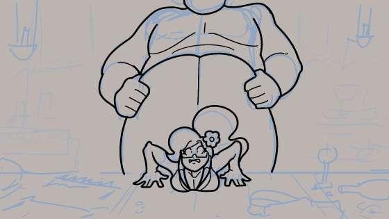 Frida Sizes - Animations - Rough lineart stage