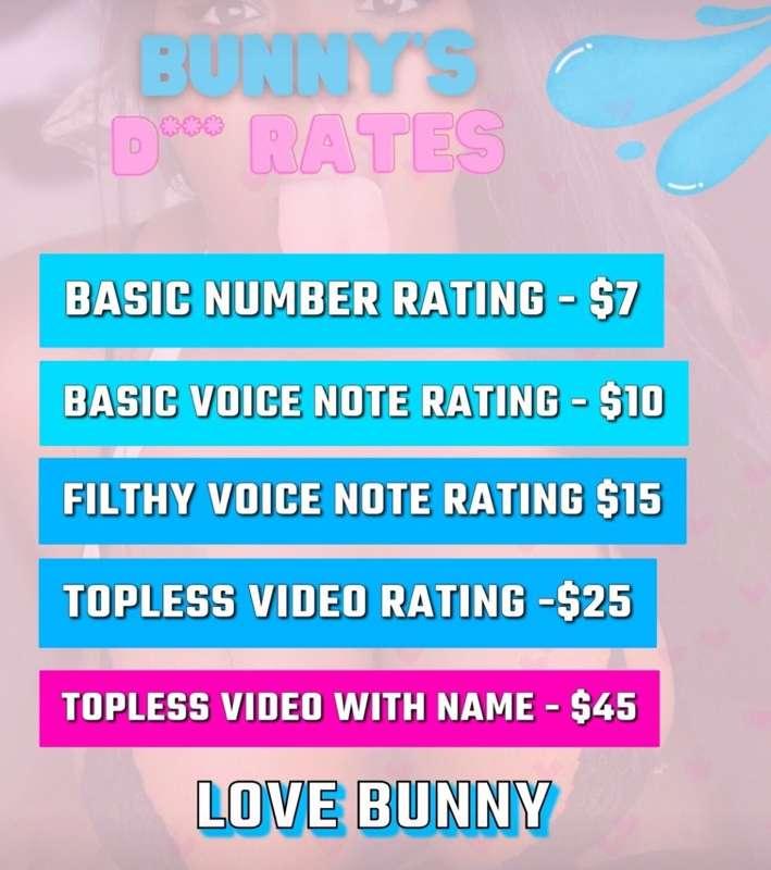 ***Bunny’s Dickrates*** 💦💦💦💦💦💦

I love doing Dickrates, they..