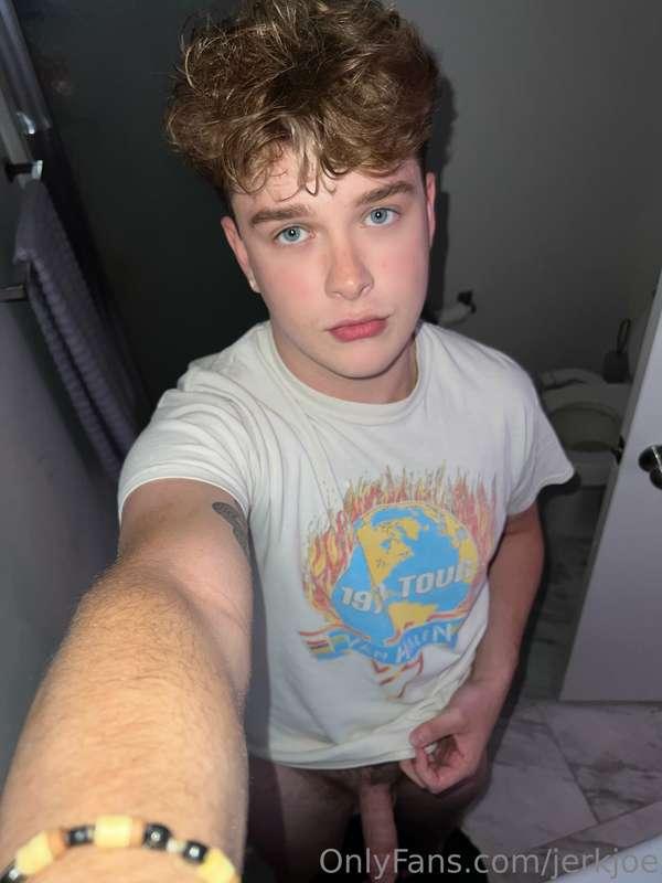 softie in the bathroom