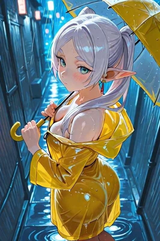 Frieren rainy night 