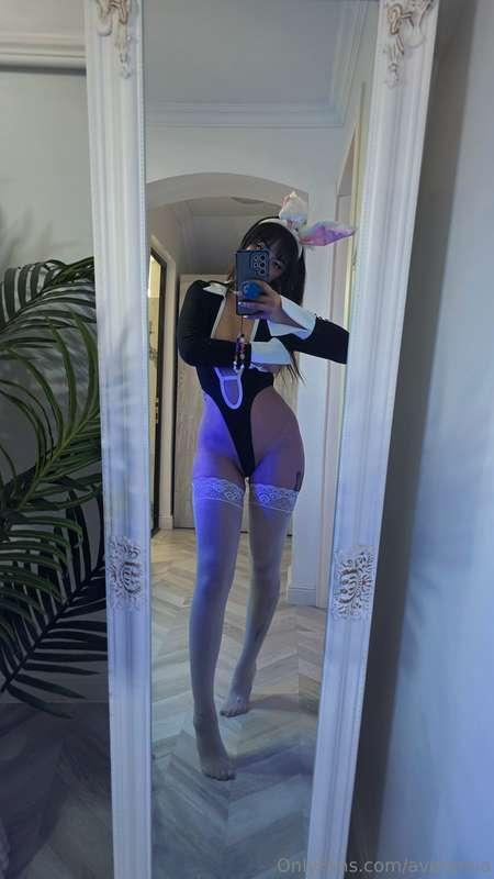 Slipped into my sluttiest bunny suit—ready to hop into your ..