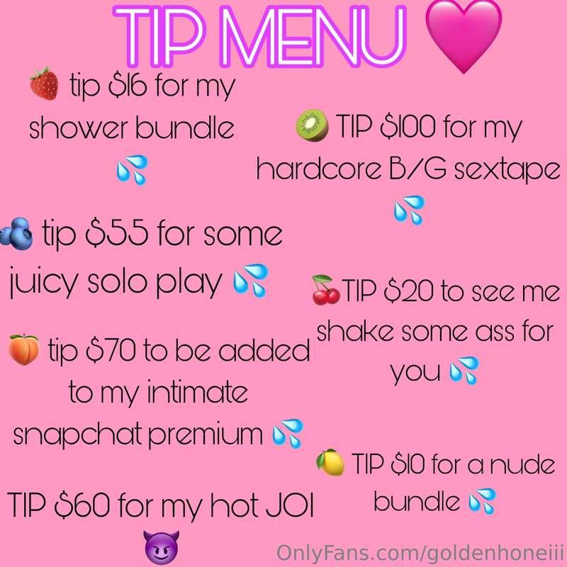made a lil tip menu for a few things to hopefully make it ea..
