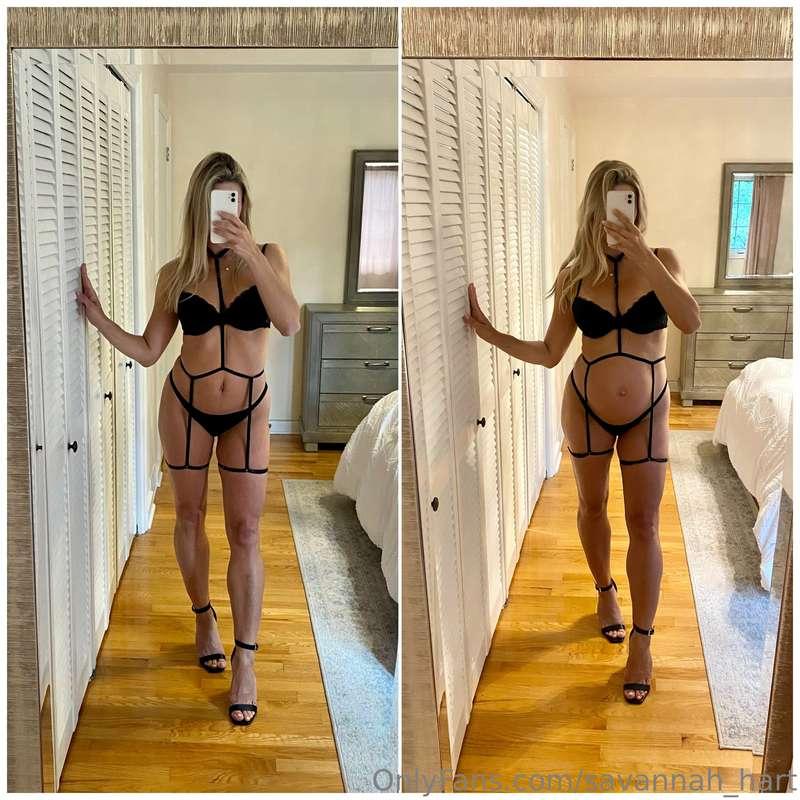 Pre-pregnancy ➡️ 22 weeks 🖤  (➡️ and the naked version, of c..