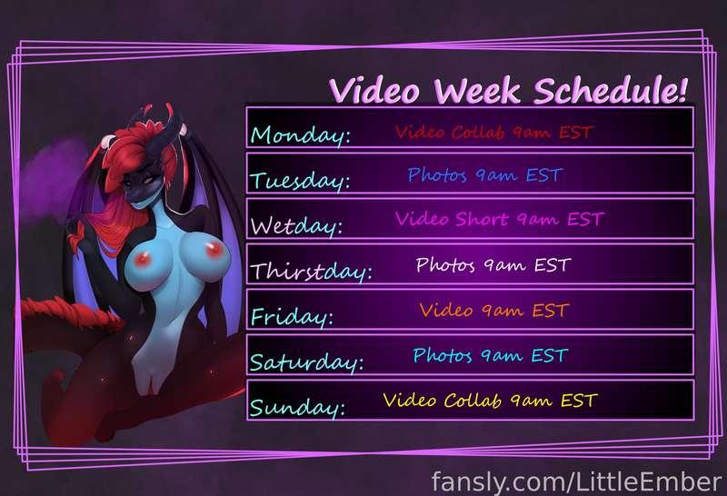 Here is the 2 schedules for next week &lt;3 IRL Lewd Streams are SUBS ONLY