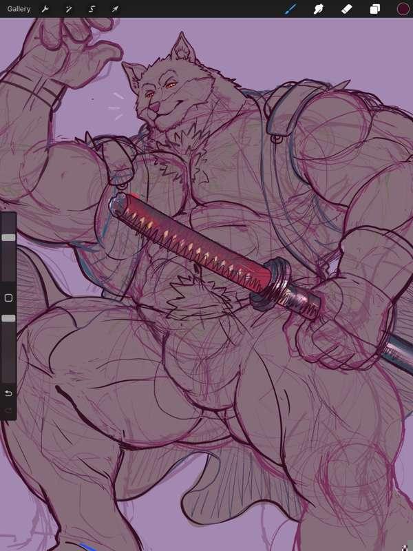 Sajin Komamura sketch wip (Bleach)