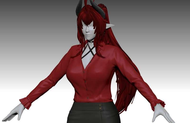 Daemon Girl Business Suit - WIP 03 - Suit and Skirt Sculpt 