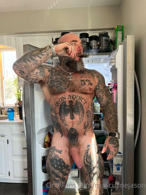 Grabbing a snack during a sex break!