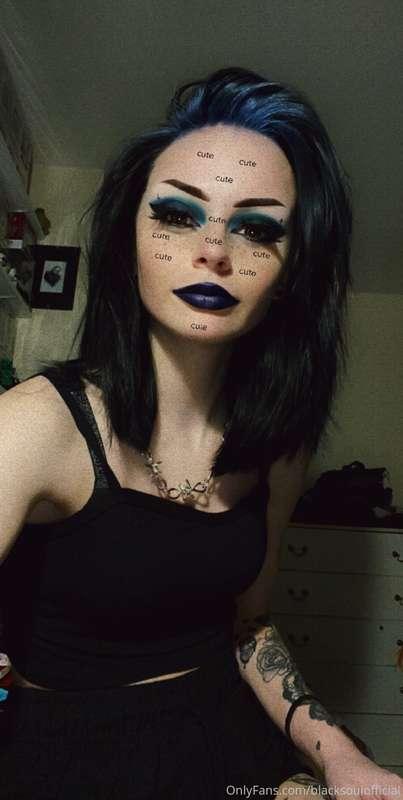 Here have a selfie of myself with blue hair in my fringe 
It..