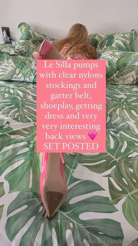 Le Silla pumps with clear nylons stockings and garter belt, ..