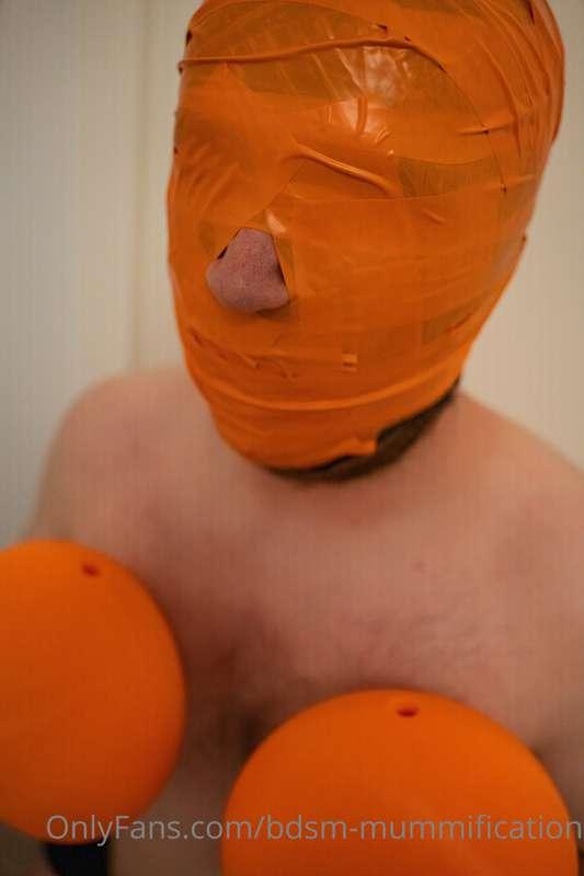 What a predicament to be in. Face fully covered in plastic a..