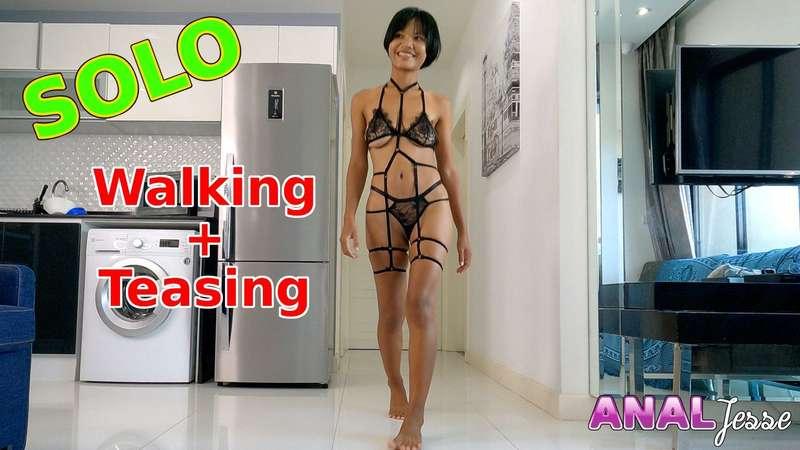 Sexy Walking and Teasing
Time: 11:22

A video to tease you so you can enjoy my sexy body!  I hope you like it. I walk towards and away from the camera wearing 5 different outfits. A transparent green dress with white shoes, my sexy secretary dress, a clingy evening dress, a super slutty blue dress with high heels, and some lingerie with lots of strings.  All of them show off my slim body. Now I am naked and keep walking letting you look at my body and how it moves.  Finish by crawling to the camera to say goodbye!