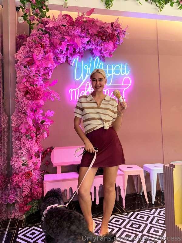 flowers, neon, and a walk with Bucha after dessert. If we ha..