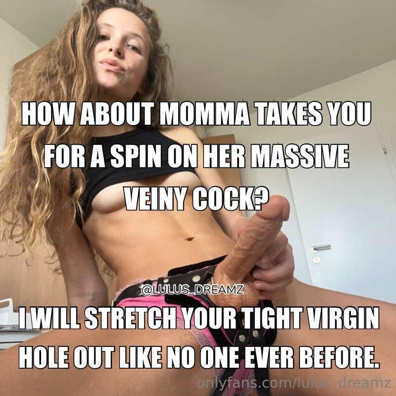 Are you ready to go for a spin on mommas big strapon? Let he..