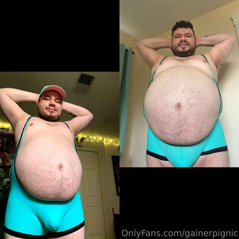 Same singlet but an extra 80lbs of fat squeezed into it🐽