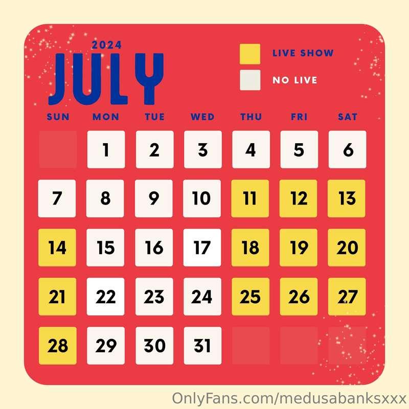 live show schedule! have family staying over the first week ..