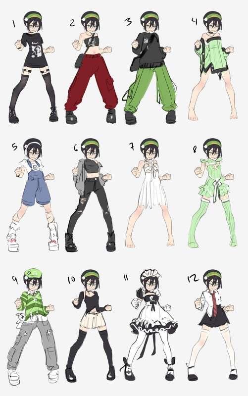 Toph's clothing sketches