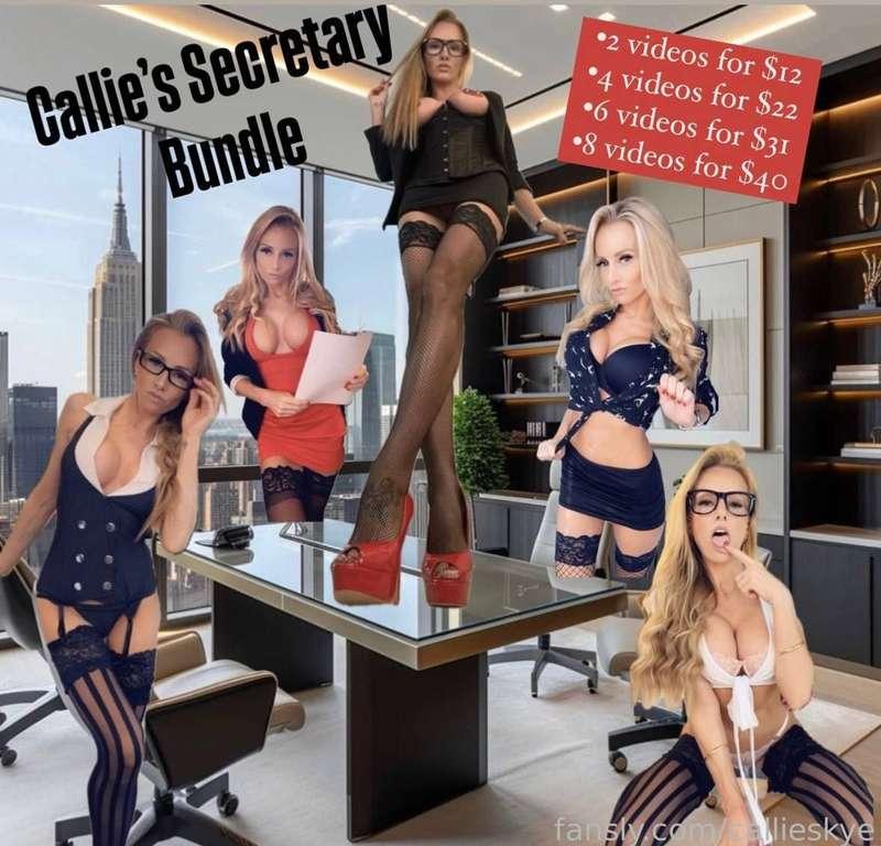 👩🏼‍💻💼 **OFFICE ORGASMS BUNDLE** 👩🏼‍💻💼

Secretary Callie here at your service and I’m bringing you more than just your coffee! ☕️

How many Secretary videos may I bring to your office, sir?

🖇️ 2 videos for $12
🖇️ 4 videos for $22
🖇️ 6 videos for $31
🖇️ 8 videos for $40

Get my service here, sir: https://fansly.com/post/677302257129103364