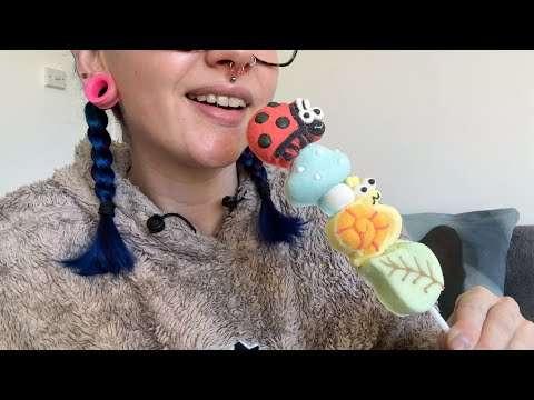 📣 EARLY ACCESS 📣 ASMR Eating Garden Themed Marshmallow Lollipop [Lofi Eating Sounds] 🐞🍄🐌🌿
