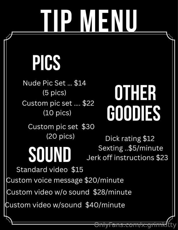 New tip menu, new prices and new purchasable content!! 😍🥵 le..