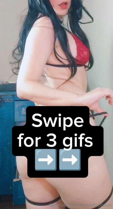 3 gifs de 🍑 con lencería de ligueros 🖤❤️  Bocadillo de media..