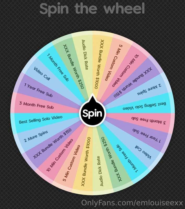 BRAND NEW SPIN THE WHEEL🤞🏻😋

$15 for one spin 
$22 for two s..