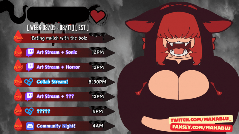 NEW SCHEDULE IS OUT!!

[ #fyp | #schedule | #twitch | #fansly | #stream #lewdtuber | #bbw ]