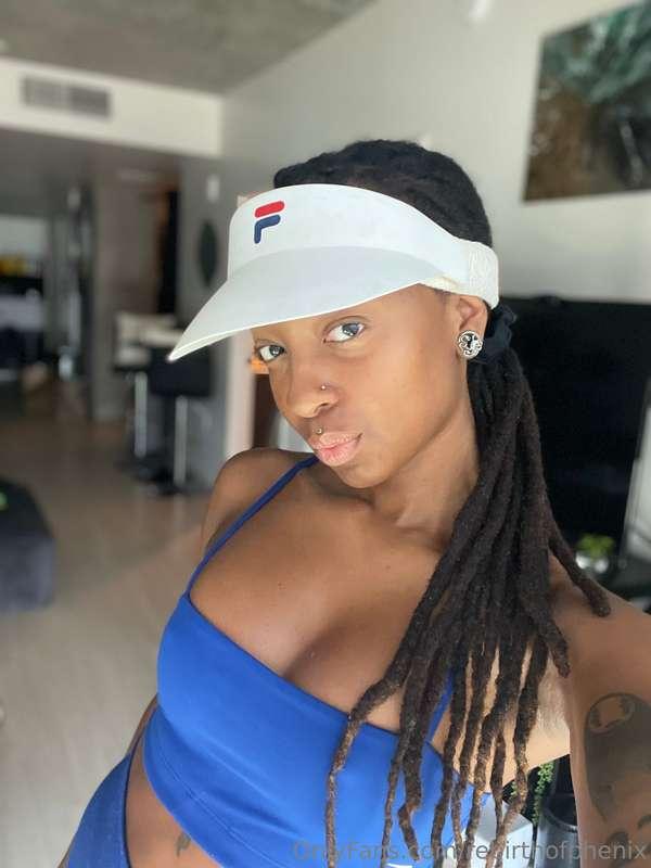 On my way to go play tennis.  Do you like my top on or off? ..