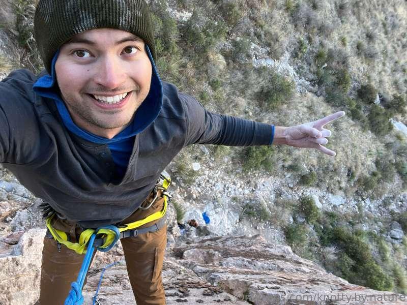 It’s never a good idea to pull your phone out while climbing..