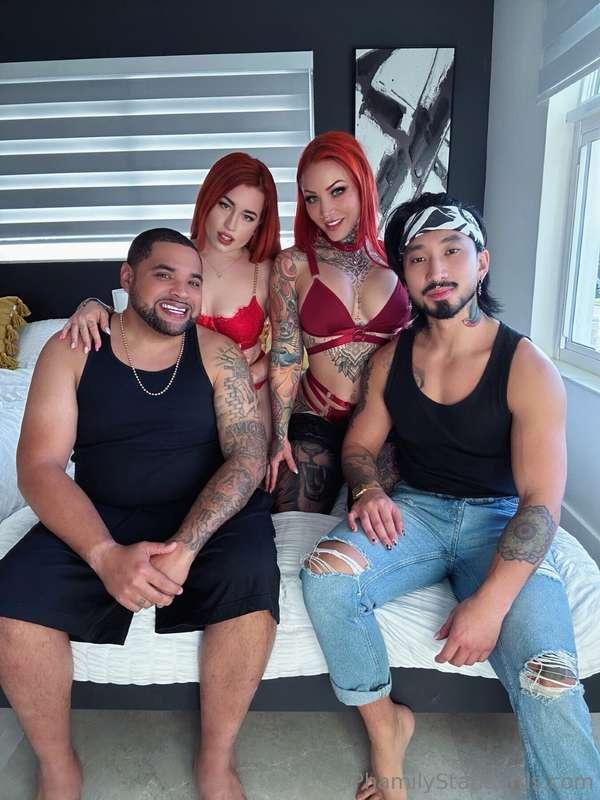 Interracial Couple Swap with 2 Slutty Red Head Wives!  😈😈😈😈 ..