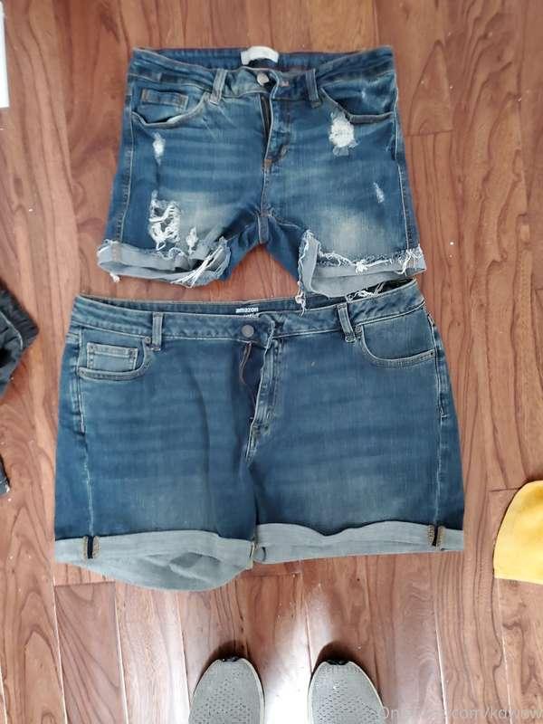 Old size & current size jean shorts (bigger ones today & sma..