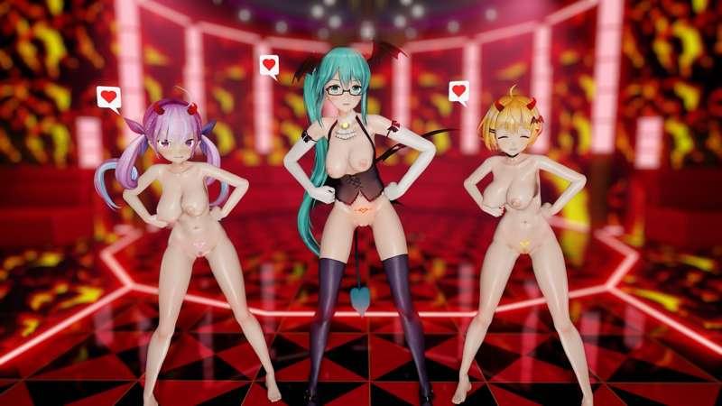 【4K Quality】 Helltaker - Kagura Suzu, Minato Aqua, Yozora Mel