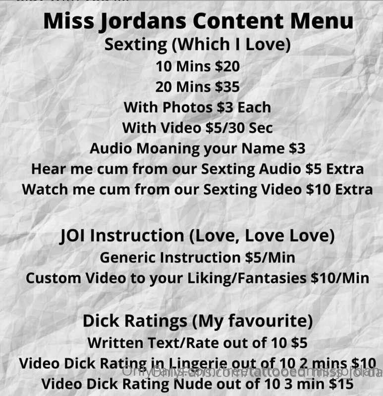 Miss jordans’s content menu, DM me and let me play with your..
