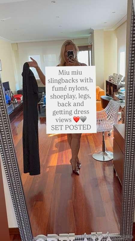 Miu miu slingbacks with fumé nylons, shoeplay, legs, back an..