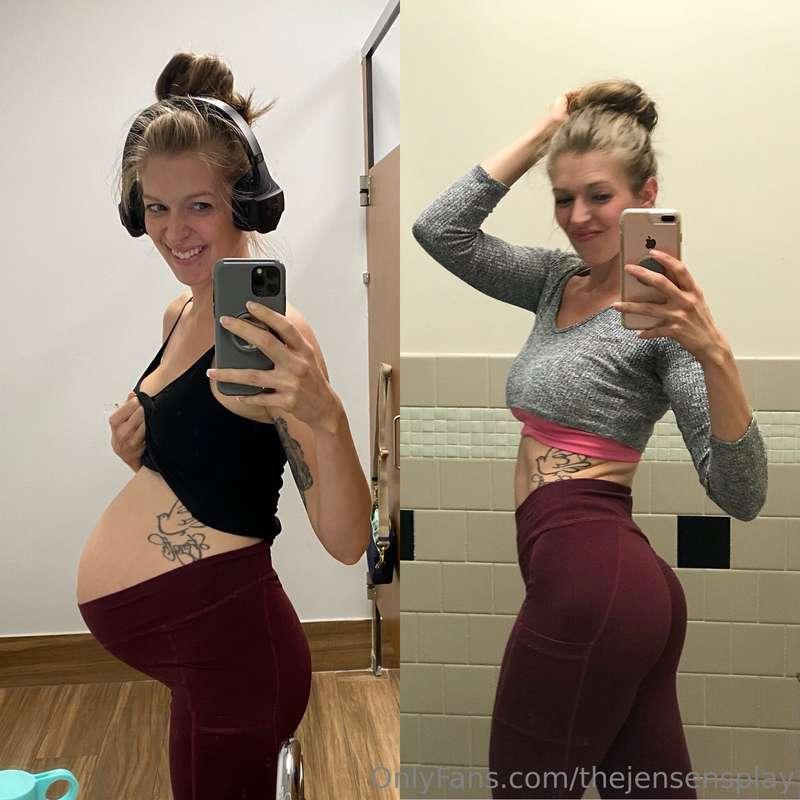 Same yoga pants - I was all belly! Damn I looked good pregna..