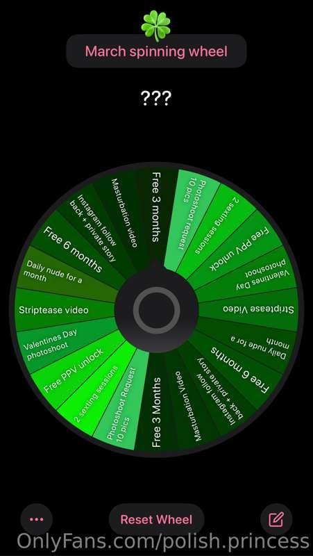 🍀 March Spinning Wheel 🍀

1 Spin $15 / 2 spins $25 / 3 spins..