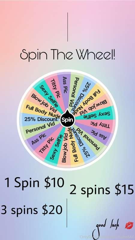 🎉𝐒𝐏𝐈𝐍 𝐓𝐇𝐄 𝐖𝐇𝐄𝐄𝐋🎡

I’ve created a new spin wheel!! I love the..